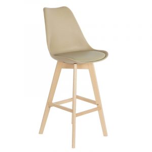 Deco Taburete Madera Haya PU, estilo Scandi, Distintos Colores - Imagen 1