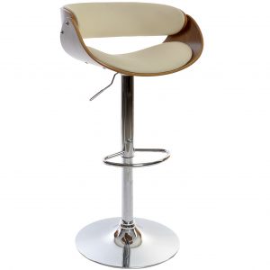 Taburete Nogal Ajustable Cromado estilo Nórdico Moderno - Imagen 7