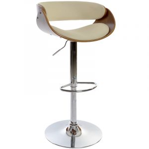 Taburete Nogal Ajustable Cromado estilo Nórdico Moderno - Imagen 2