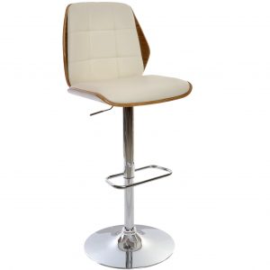 Silla Taburete Nogal Ajustable Cromado Nórdico Moderno Negro - Imagen 5