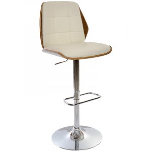 Silla Taburete Nogal Ajustable Cromado Nórdico Moderno Negro - Imagen 2