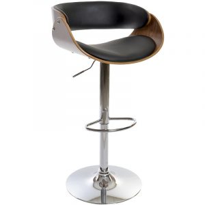 Taburete Nogal Ajustable Cromado estilo Nórdico Moderno - Imagen 3