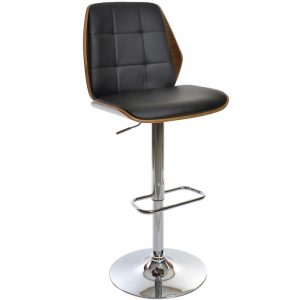 Silla Taburete Nogal Ajustable Cromado Nórdico Moderno Negro - Imagen 3