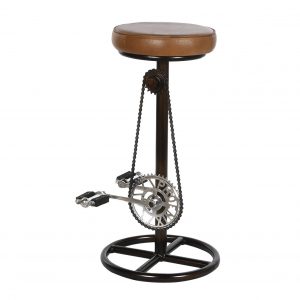 Taburete de Bar, Patas de Metal y asiento Piel, con Pedales decorativos - Imagen 5