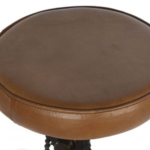 Taburete de Bar, Patas de Metal y asiento Piel, con Pedales decorativos - Imagen 2