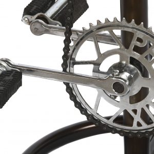 Taburete de Bar, Patas de Metal y asiento Piel, con Pedales decorativos - Imagen 3