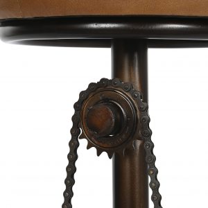 Taburete de Bar, Patas de Metal y asiento Piel, con Pedales decorativos - Imagen 4