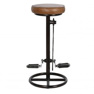 Taburete de Bar, Patas de Metal y asiento Piel, con Pedales decorativos - Imagen 6