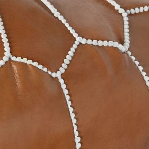 Cojín Suelo Puf Redondo, Reposapiés, Puff Piel Color Camel - Imagen 4