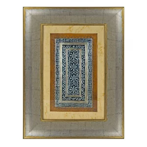 Cuadro Decorativo Artesanal Piel Guadameci Floral Azul - Imagen 1
