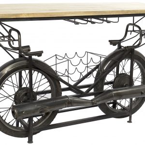 Exclusivo Botellero Moto Metal Madera Mango Negro, estilo Loft - Imagen 4