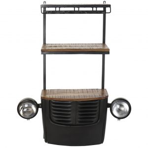 Botellero Pared Coche Motocarro Metal Acacia Negro, Vintage Retro - Imagen 4