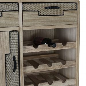 Mueble Bar Botellero, 9 Botellas, Madera Paulownia, estilo Loft - Imagen 2