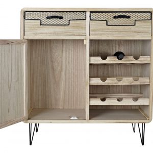 Mueble Bar Botellero, 9 Botellas, Madera Paulownia, estilo Loft - Imagen 3