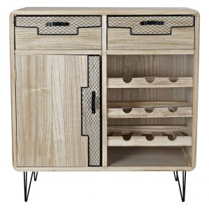 Mueble Bar Botellero, 9 Botellas, Madera Paulownia, estilo Loft - Imagen 4