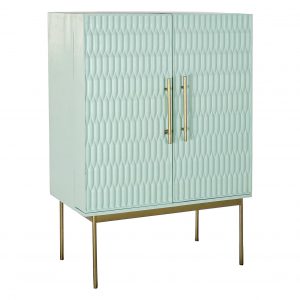 Mueble Bar Aparador Botellero, Madera Metal, Turquesa, estilo Moderno - Imagen 4