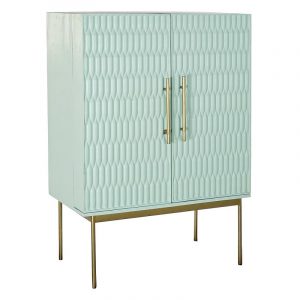 Mueble Bar Aparador Botellero, Madera Metal, Turquesa, estilo Moderno - Imagen 1