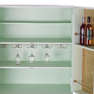 Mueble Bar Aparador Botellero, Madera Metal, Turquesa, estilo Moderno - Imagen 5