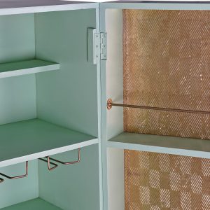 Mueble Bar Aparador Botellero, Madera Metal, Turquesa, estilo Moderno - Imagen 7