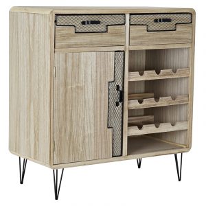 Mueble Bar Botellero, 9 Botellas, Madera Paulownia, estilo Loft - Imagen 1