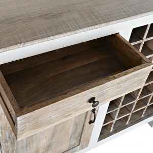 Botellero Mueble Bar Madera Mango Blanco Natural, 28 Botellas - Imagen 8