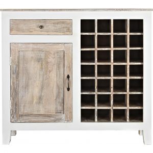 Botellero Mueble Bar Madera Mango Blanco Natural, 28 Botellas - Imagen 2