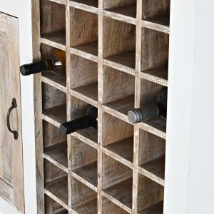 Botellero Mueble Bar Madera Mango Blanco Natural, 28 Botellas - Imagen 4