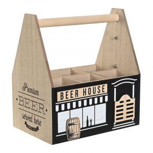 2 Botelleros Portavasos Madera MDF 6 Botellas Cerveza Vino Licor estilo Vintage - Imagen 1