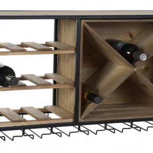 Botellero Madera Abeto MDF Metal, Cottage Vintage Retro - Imagen 3