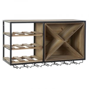 Botellero Madera Abeto MDF Metal, Cottage Vintage Retro - Imagen 1