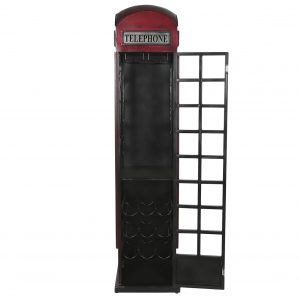 Estantería Botellero, Cabina teléfono, Rojo, estilo Vintage - Imagen 3