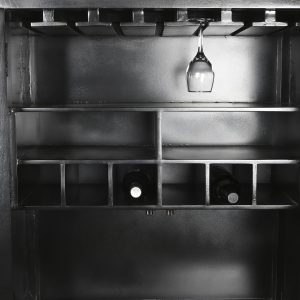 Mueble Bar Botellero, Hueso Hierro Taracea, Bicolor, estilo Vintage - Imagen 3