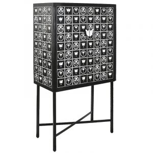 Mueble Bar Botellero, Hueso Hierro Taracea, Bicolor, estilo Vintage - Imagen 1