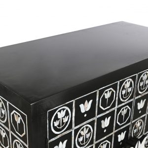 Mueble Bar Botellero, Hueso Hierro Taracea, Bicolor, estilo Vintage - Imagen 6