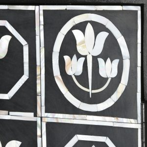 Mueble Bar Botellero, Hueso Hierro Taracea, Bicolor, estilo Vintage - Imagen 2