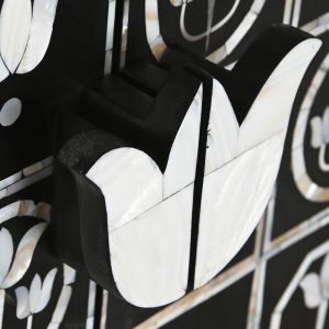 Mueble Bar Botellero, Hueso Hierro Taracea, Bicolor, estilo Vintage - Imagen 4