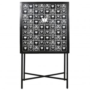 Mueble Bar Botellero, Hueso Hierro Taracea, Bicolor, estilo Vintage - Imagen 5