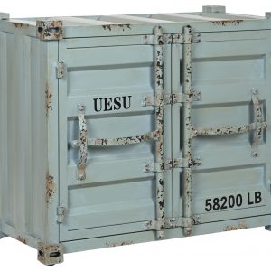 Botellero Container Metal Madera MDF Azul Celeste, estilo Vintage - Imagen 4