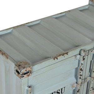 Botellero Container Metal Madera MDF Azul Celeste, estilo Vintage - Imagen 6