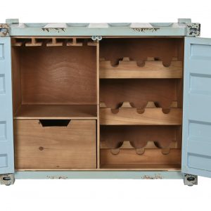 Botellero Container Metal Madera MDF Azul Celeste, estilo Vintage - Imagen 5