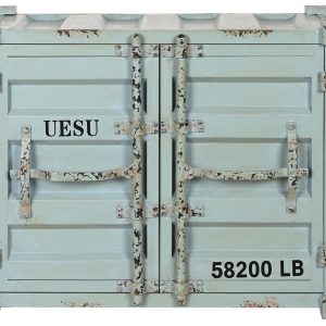 Botellero Container Metal Madera MDF Azul Celeste, estilo Vintage - Imagen 3