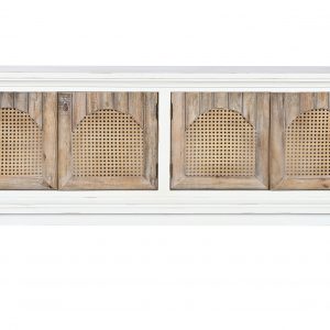 Mueble TV Abeto Madera MDF, Blanco Natural, 4 Puertas, ambiente Alpino - Imagen 3