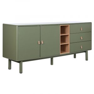 Buffet Aparador Mueble TV Madera MDF, 3 Cajones 2 Puertas, estilo Scandi Urban - Imagen 2