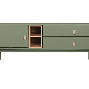 Mueble TV Madera MDF PU, 2 Cajones 1 Puertas, estilo Scandi Urban - Imagen 3