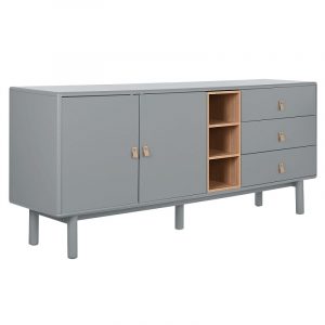 Buffet Aparador Mueble TV Madera MDF, 3 Cajones 2 Puertas, estilo Scandi Urban - Imagen 1