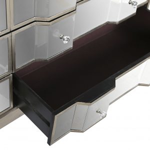 Buffet Mueble TV Madera MDF, 6 Cajones Espejo, estilo moderno Glam - Imagen 6