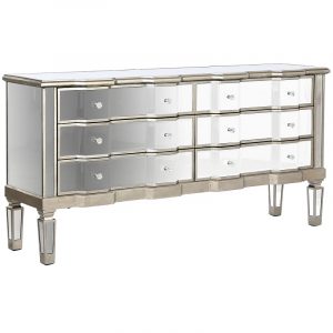 Buffet Mueble TV Madera MDF, 6 Cajones Espejo, estilo moderno Glam - Imagen 1