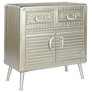 Aparador Plateado Diseño Metal Madera MDF, Vintage Retro - Imagen 1