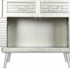 Aparador Plateado Diseño Metal Madera MDF, Vintage Retro - Imagen 2