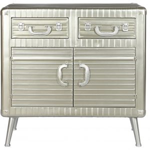 Aparador Plateado Diseño Metal Madera MDF, Vintage Retro - Imagen 4